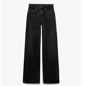 Zara Women's Black Mid-rise Wide leg Jeans